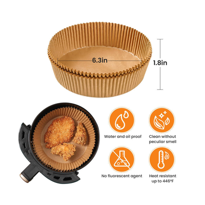 50Pcs Round Disposable Air Fryer Paper Liner Heat Resistant Steamer Baking Non Stick Mat